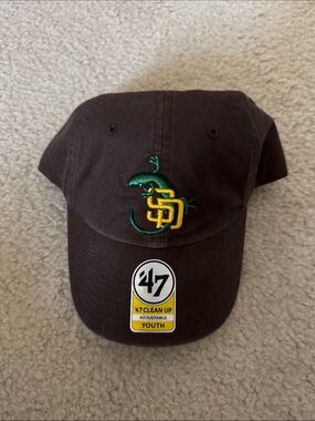 '47 Brown Youth Cap with Green & Yellow Embroidered Logo Padres